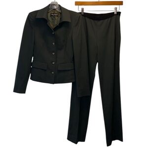 Etty Moyal Wool Hunter Green Pantsuit Size 40 Made in Italy